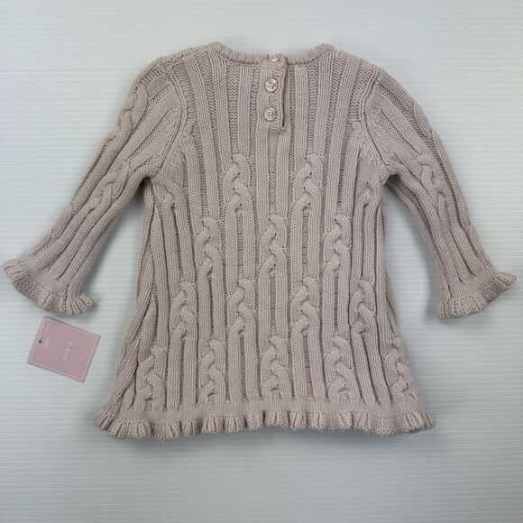 Shabby Chic Baby Girl Sweater Knit Dress 3-6M Pink Cable Bow NWT - Picture 4 of 11